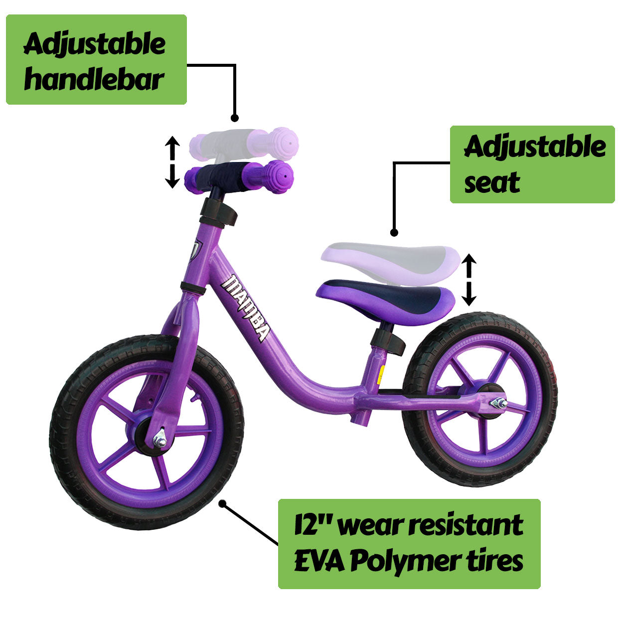 Mamba Sport 12" Balance Bike Purple features